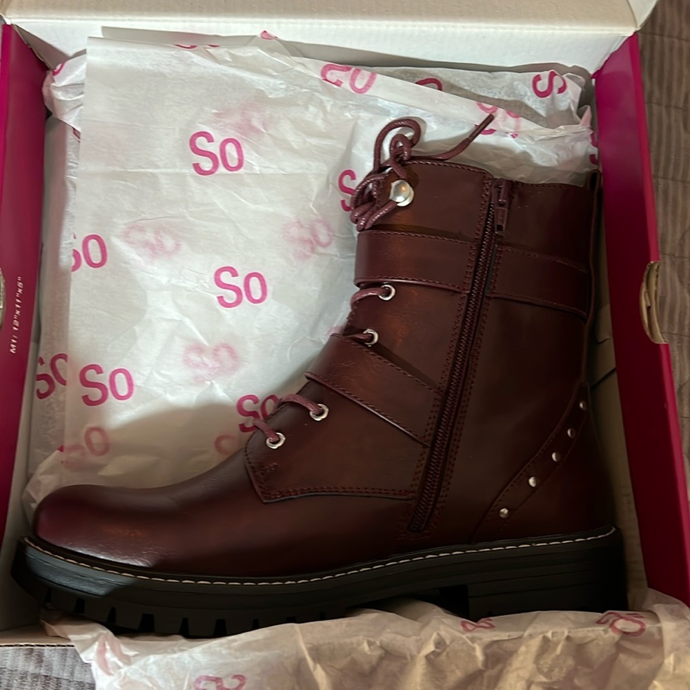 Burgundy combat boots